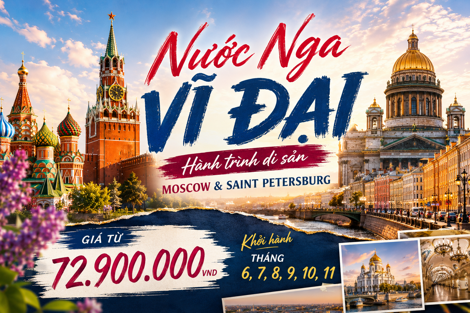 Tour Du Lịch Nga: Nước Nga Vĩ Đại – Hành Trình Di Sản Moscow & Saint Petersburg