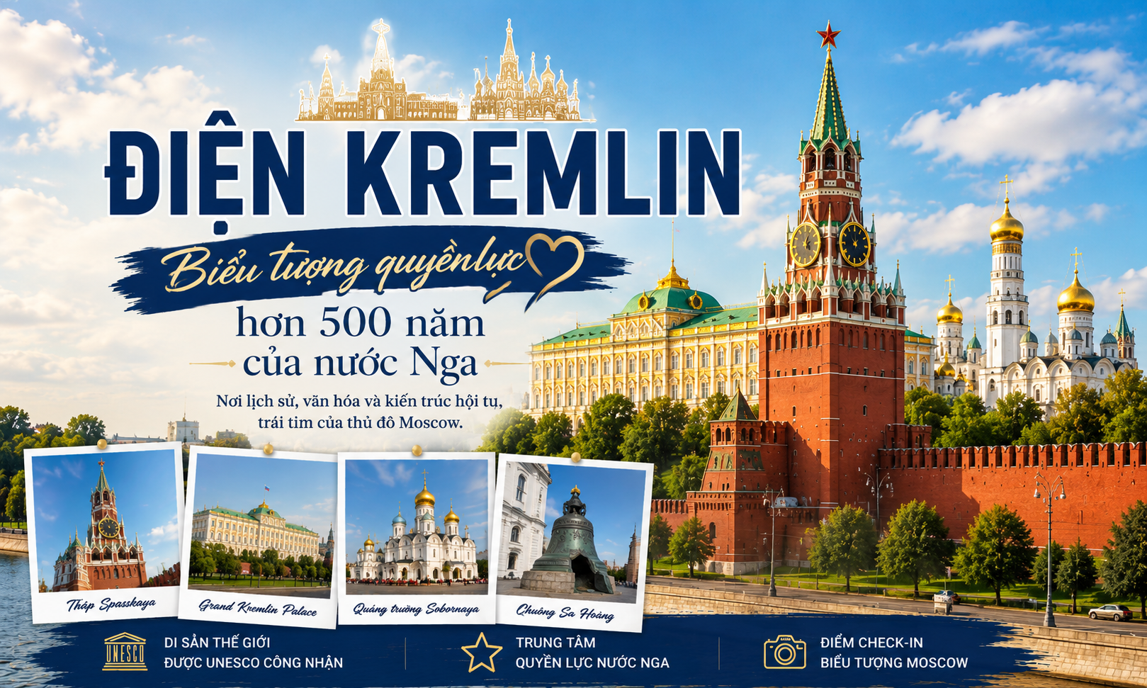 Điện Kremlin Moscow – Biểu tượng quyền lực hơn 500 năm của nước Nga