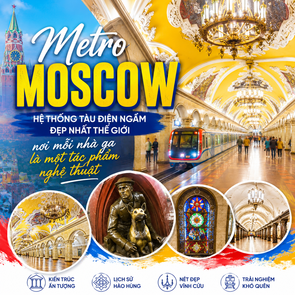 Metro Moscow – Hệ thống tàu điện ngầm đẹp nhất thế giới, nơi mỗi nhà ga là một tác phẩm nghệ thuật