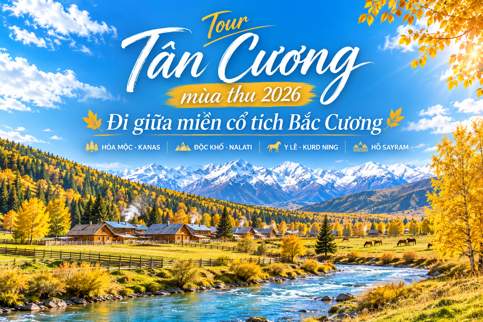 Tour Tân Cương mùa thu 2026 – Đi giữa miền cổ tích của Bắc Cương